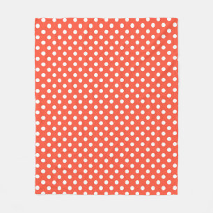 Oranje, rode, terracotta polka stip fleece deken