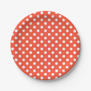 Oranje, rode, terracotta polka stip papieren bordje