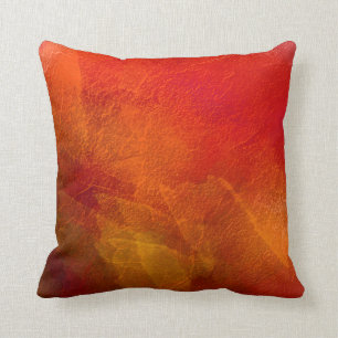 Oranje Rood Abstract Aquarel Kussen