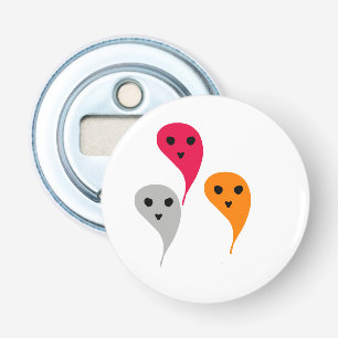 Oranje rood geel grijs halloween spook patroon button flesopener