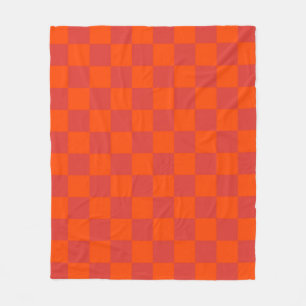 Oranje rood geruit gingham-patroon fleece deken