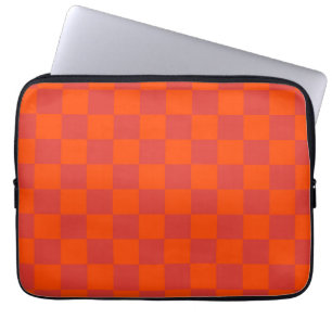 Oranje rood geruit gingham-patroon laptop sleeve