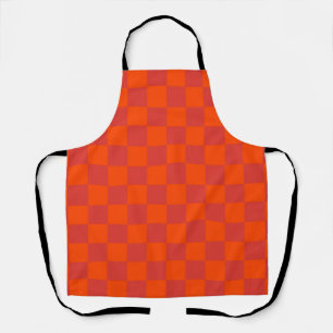 Oranje rood geruit gingham-patroon schort