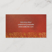 Oranje Rood Leer Textuur | Goud Folie Spikkels Visitekaartje (Achterkant)