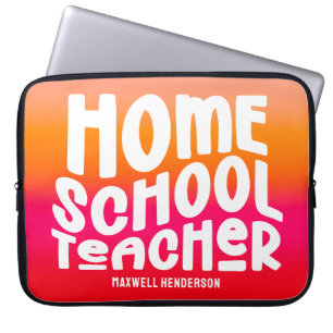 Oranje Rood Ombre Huisonderwijs Docent Tekst Ontwe Laptop Sleeve