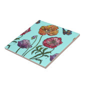 Oranje Rood Paarse Klaproos Waterverf Bloem Patroo Tegeltje (Zijkant)