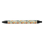 Oranje roodbruin en crème bloemen zwarte inkt pen (Voorkant)