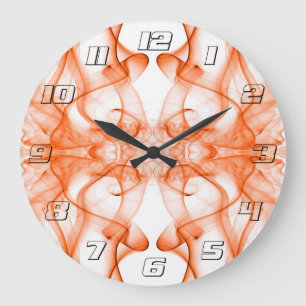 Oranje Rook Symmetrisch Minimalistisch Wit Grote Klok