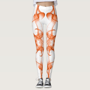 Oranje Rook Symmetrisch Minimalistisch Wit Leggings