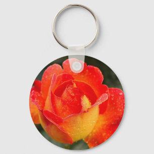 Oranje Roos Bloemen Sleutelhanger