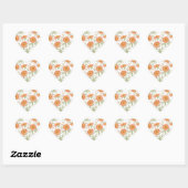 Oranje Roos Bruiloft Hart Sticker (Vel)