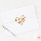 Oranje Roos Bruiloft Hart Sticker (Envelop)