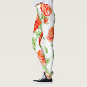 Oranje roos floraalafdruk leggings (Links)