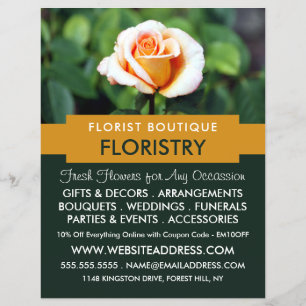 Oranje Roos, Florist, gebladerte Adverteren Flyer