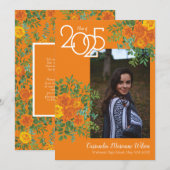 Oranje Roos Foto Afstudeer Uitnodiging (Voorkant / Achterkant)