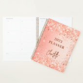 Oranje roos gold glitter name script 2023 planner (Display)