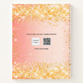 Oranje roos goudglitternaamscript notitieboek (Achterkant)