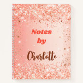 Oranje roos goudglitternaamscript notitieboek (Voorkant)