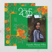 Oranje Roos groen Foto Afstuderen bekendmaking Kaart (Voorkant / Achterkant)