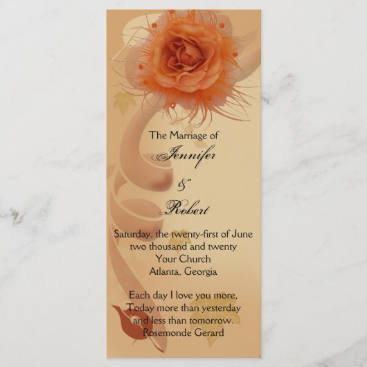 Oranje Roos in het programma voor het voetbalhuwel (Voorkant)