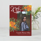 Oranje Roos Maroon Foto Afstuderen bekendmaking Kaart (Staand voorkant)