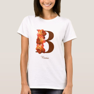 Oranje Roos Monogram Eerste Letter B Persoonlijk T-shirt
