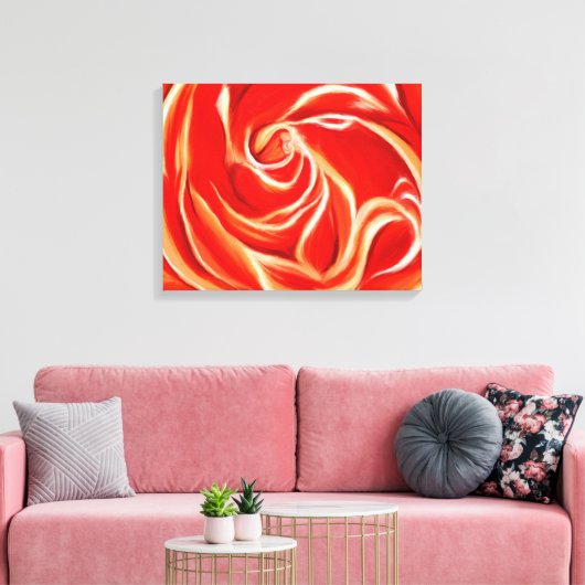 Oranje Roos op omcirkeld Canvas (Insitu (Woonkamer))