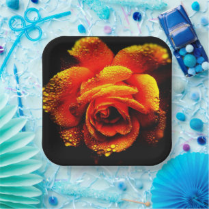 Oranje Roos Papieren Bordje