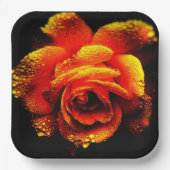 Oranje Roos Papieren Bordje (Voorkant)