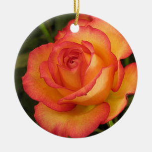 Oranje roos versiering keramisch ornament