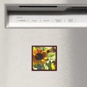 Oranje Roos Zonnebloem Magneet (Insitu (Vaatwasser))