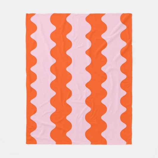 Oranje Roze Abstracte Groovy Stripe Minimalist Fleece Deken (Voorkant)
