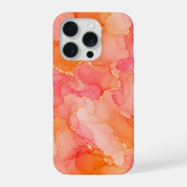 Oranje Roze Alcohol Inkt Patroon iPhone 15 Pro Hoesje