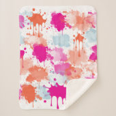 Oranje Roze Blauw Abstract Moderne Verfstreepjes Sherpa Deken (Voorkant)