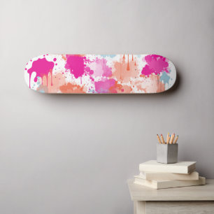 Oranje Roze Blauw Abstract Moderne Verfstreepjes Skateboard