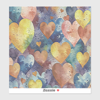 oranje roze blauw geel harten sticker
