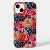 Oranje roze bloembloemen en bladeren Case-Mate iPhone case (Achterkant)