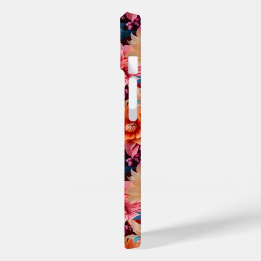 Oranje roze bloembloemen en bladeren Case-Mate iPhone case (Achterkant / Links)