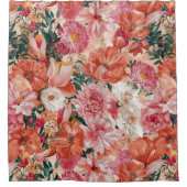 Oranje roze bloemmotief douchegordijn (Voorkant)