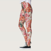 Oranje roze bloemmotief leggings (Links)