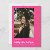 Oranje Roze Confetti Afstuderen Mededeling Kaart (Voorkant)