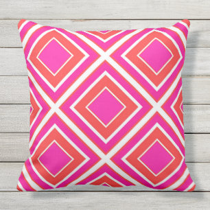 Oranje roze diamantgeometrisch buitenkussen