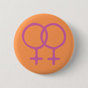 Oranje/Roze dubbel Vrouw Ronde Button 5,7 Cm