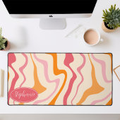 Oranje, Roze, En Crème Retro 70s Groovy Golven Bureaumat