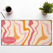 Oranje, Roze, En Crème Retro 70s Groovy Golven Bureaumat