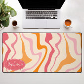 Oranje, Roze, En Crème Retro 70s Groovy Golven Bureaumat