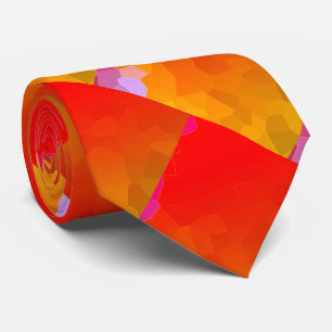 Oranje roze funky geometrische patronen kleurrijk stropdas