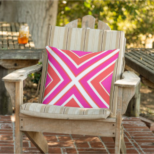 Oranje roze geometrisch 2 buitenkussen