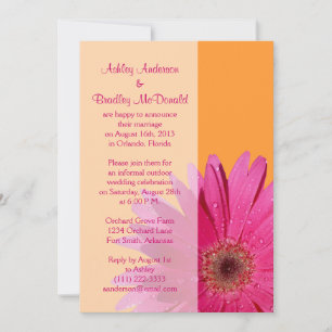 Oranje roze Gerbera Daisy Wedding Reception Slecht Kaart