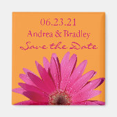 Oranje roze Gerbera Daisy Wedding Save the Date Magneet (Voorkant)